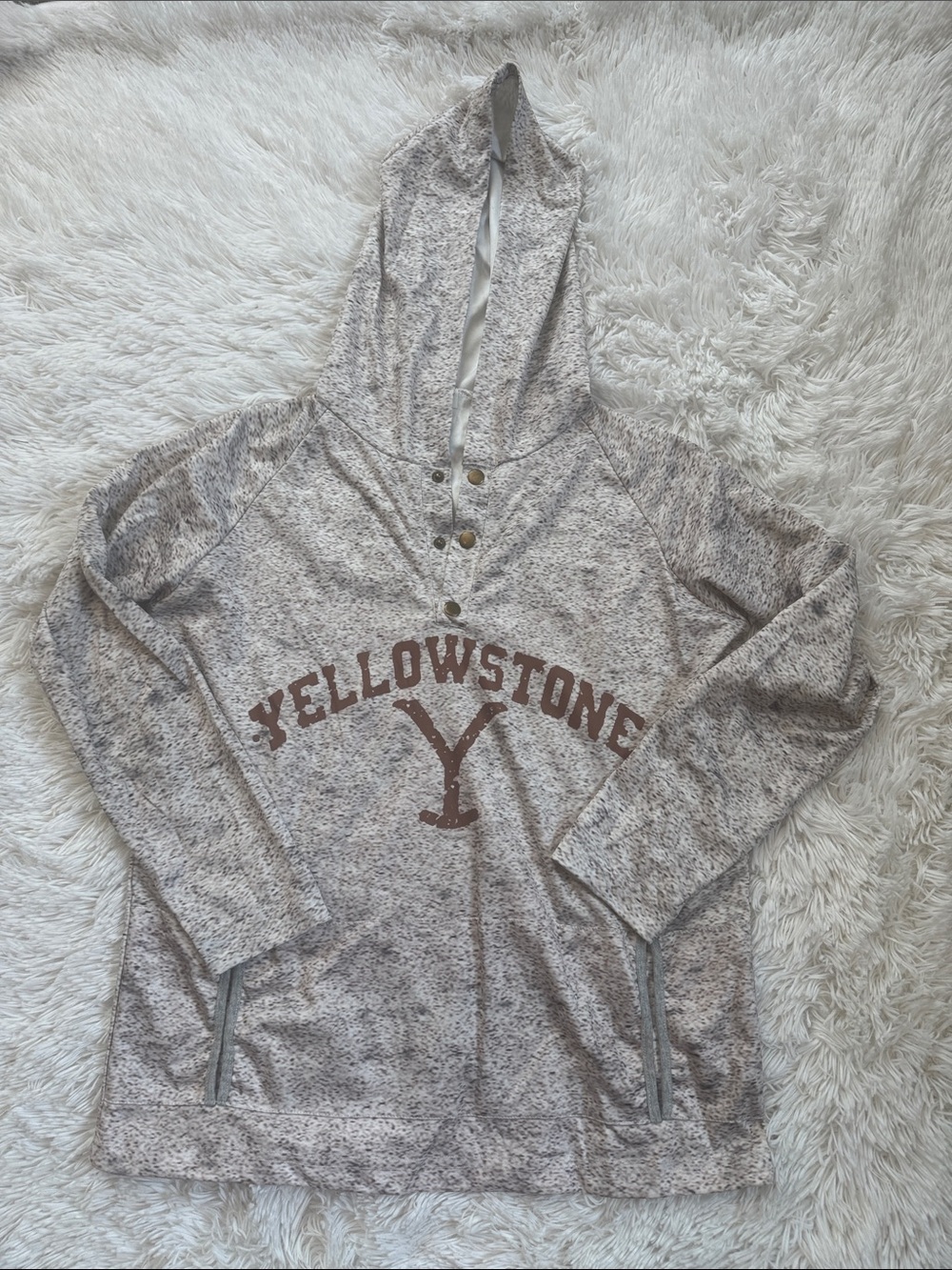 Yellowstone “Y” branded Hooded Pullover Poly Speckled Sweatshirt  Snap front
